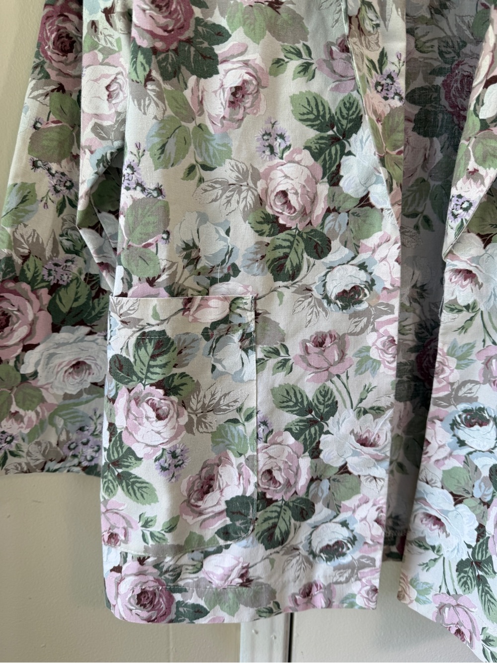 Vintage Floral Open Front Blazer Jacket Cottagecore Garden Roses Size 2 - Picture 4 of 12